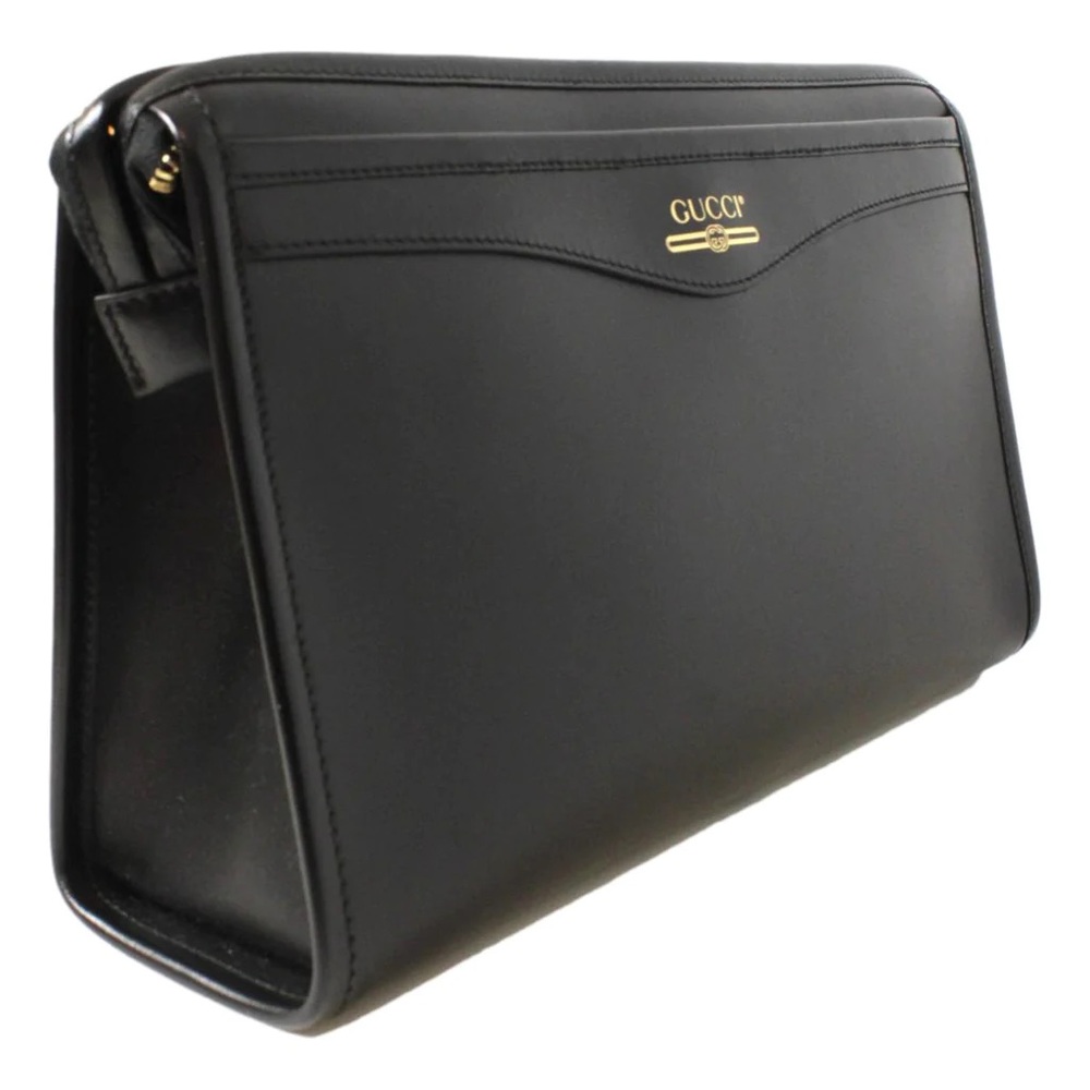 NEW Gucci Unisex Maurem Black Leather Pouch Clutch Travel Bag 574800 - Picture 2 of 6